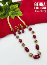 Traditional Handmade Semi Precious Red Jade Beaded Necklace For Woman Beads Jewellery